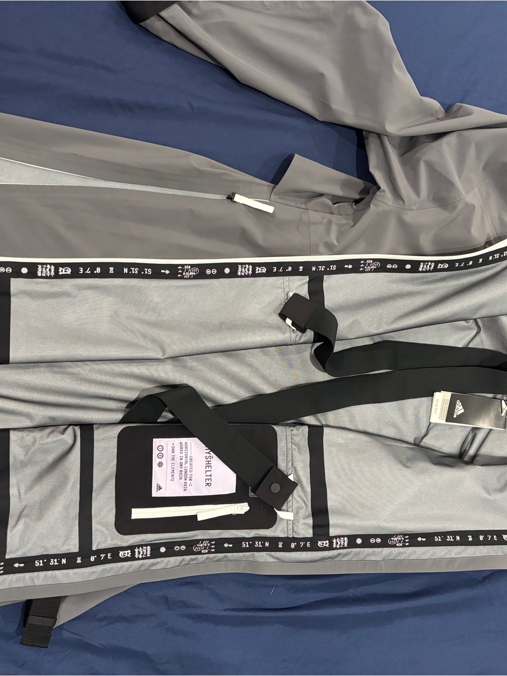 Adidas Gray MyShelter Parka Waterproof Hooded Raincoat NWT medium - Picture 4 of 10